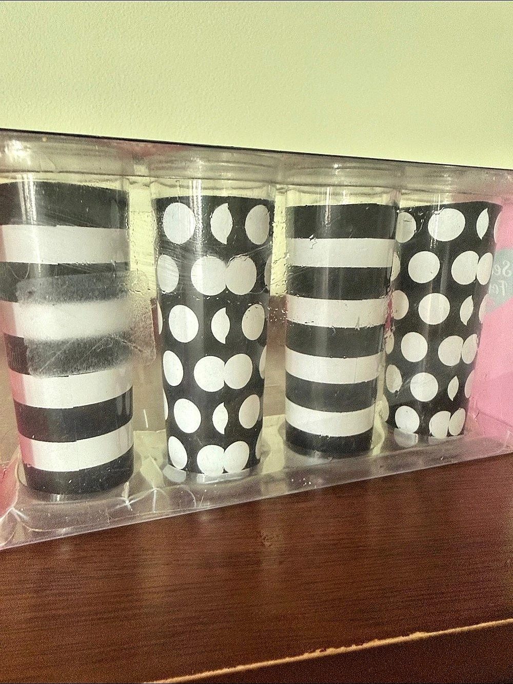 Set of 4 Tall Shooter Glasses French Bulldog Black & Pink - Picture 3 of 3